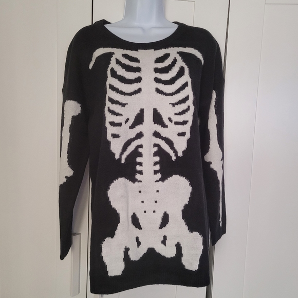 Rare Iron Fist Wishbone Intarsia Knit Skeleton Unisex Sweater - Picture 4 of 12